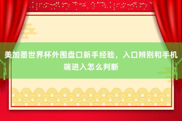 美加墨世界杯外围盘口新手经验，入口辨别和手机端进入怎么判断