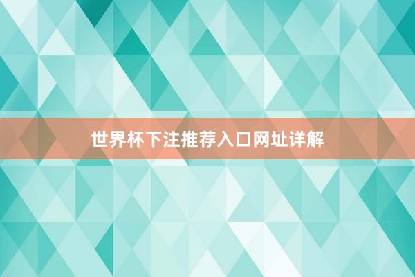 世界杯下注推荐入口网址详解